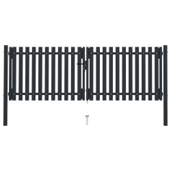 vidaXL Doppelflügel Zauntor Stahl 306x125 cm Anthrazit