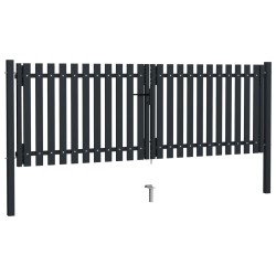 vidaXL Doppelflügel Zauntor Stahl 306x125 cm Anthrazit
