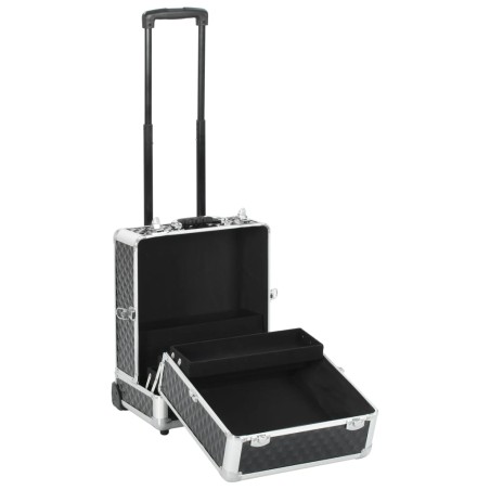 vidaXL Kosmetikkoffer 35×29×45 cm Schwarz Aluminium