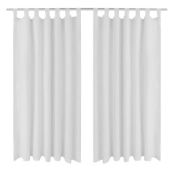 Vorhänge Gardinen aus Satin 2-teilig 140 x 175 cm Weiß