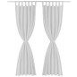 Vorhänge Gardinen aus Satin 2-teilig 140 x 175 cm Weiß Vorhänge Gardinen aus Satin 2-teilig 140 x 175 cm Weiß
