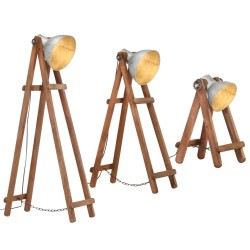 vidaXL Stehlampen 3 Stk. Silbern E27 Mango Massivholz 