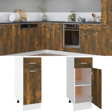 vidaXL Unterschrank mit Schublade Räuchereiche 30x46x81,5 cm
