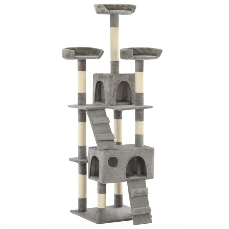 vidaXL Katzen-Kratzbaum mit Sisal-Kratzsäulen 170 cm Grau