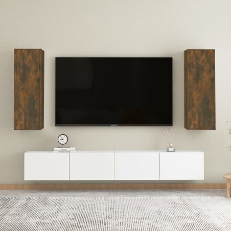 vidaXL TV-Schränke 2 Stk. Räuchereiche 30,5x30x90 cm Holzwerkstoff