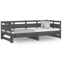vidaXL Tagesbett Ausziehbar Grau Massivholz Kiefer 2x(90x200) cm