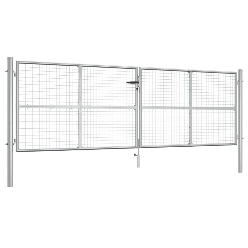 vidaXL Gartentor Verzinkter Stahl 415 x 175 cm Silbern vidaXL Gartentor Verzinkter Stahl 415 x 175 cm Silbern