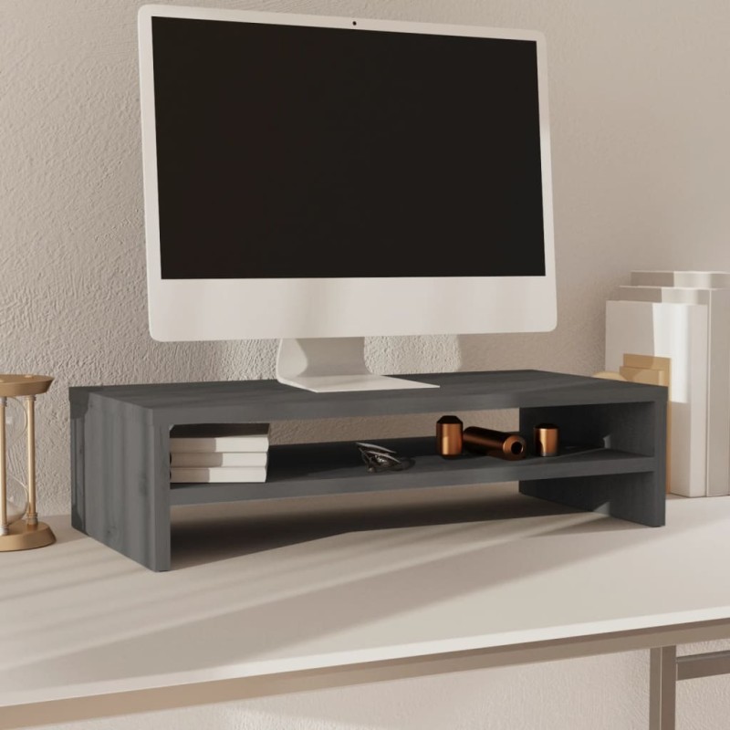 vidaXL Monitorständer Grau 50x24x13 cm Massivholz Kiefer vidaXL Monitorständer Grau 50x24x13 cm Massivholz Kiefer