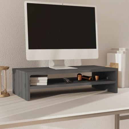 vidaXL Monitorständer Grau 50x24x13 cm Massivholz Kiefer