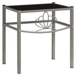 vidaXL Nachttisch Grau und Schwarz 42,5x33x44,5 cm Metall und Glas