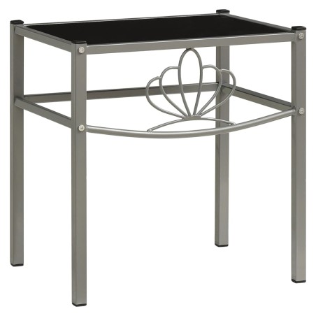 vidaXL Nachttisch Grau und Schwarz 42,5x33x44,5 cm Metall und Glas
