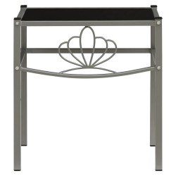 vidaXL Nachttisch Grau und Schwarz 42,5x33x44,5 cm Metall und Glas