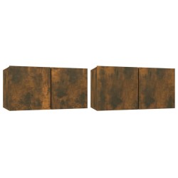 vidaXL TV-Wandschränke 2 Stk. Räuchereiche 60x30x30 cm