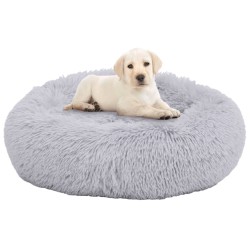 vidaXL Waschbares Hunde- & Katzenkissen Hellgrau 90x90x16 cm Plüsch