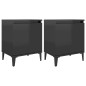 vidaXL Nachttische mit Metallbeinen 2Stk. Hochglanz-Schwarz 40x30x50cm vidaXL Nachttische mit Metallbeinen 2Stk. Hochglanz-Schwarz 40x30x50cm