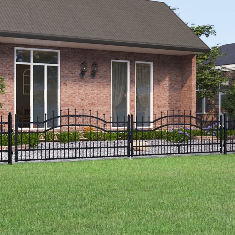 vidaXL Zauntor mit Speerspitzen Schwarz 406x120 cm Stahl vidaXL Zauntor mit Speerspitzen Schwarz 406x120 cm Stahl