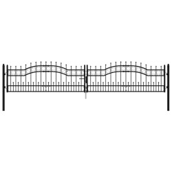 vidaXL Zauntor mit Speerspitzen Schwarz 406x120 cm Stahl