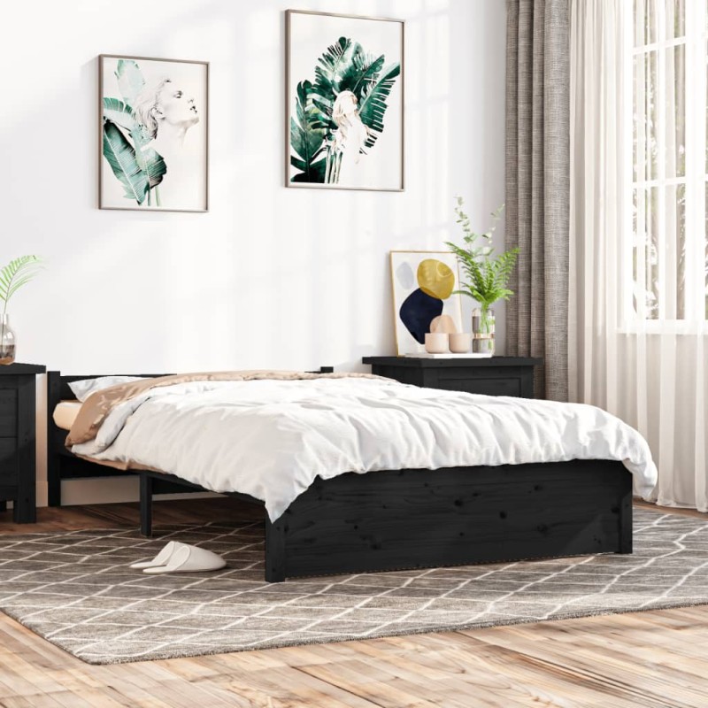 vidaXL Massivholzbett Schwarz 120x200 cm vidaXL Massivholzbett Schwarz 120x200 cm