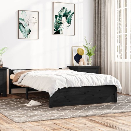 vidaXL Massivholzbett Schwarz 120x200 cm