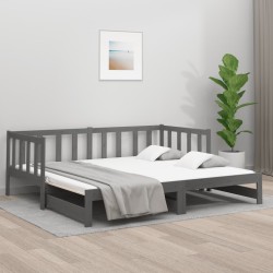 vidaXL Tagesbett Ausziehbar Grau 2x(80x200) cm Massivholz Kiefer