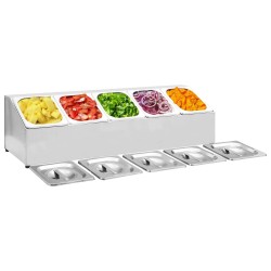 vidaXL Gastronorm-Ständer mit 5 GN 1/6 Behältern Edelstahl 