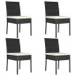 Garten-Essstühle 4 Stk. Poly Rattan Schwarz Garten-Essstühle 4 Stk. Poly Rattan Schwarz