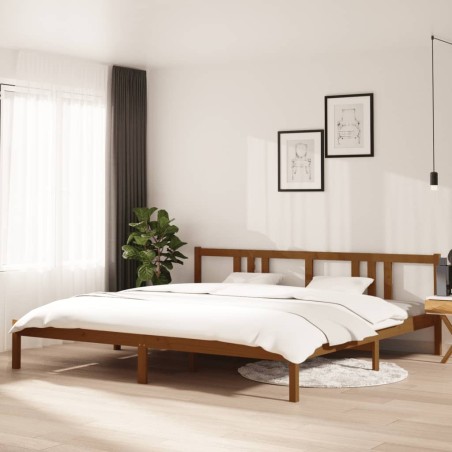 vidaXL Massivholzbett Honigbraun 200x200 cm