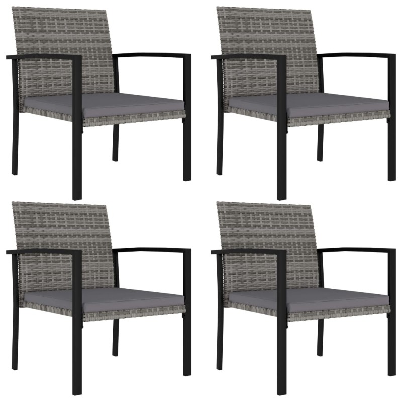 Garten-Essstühle 4 Stk. Poly Rattan Grau Garten-Essstühle 4 Stk. Poly Rattan Grau
