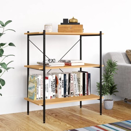 vidaXL Regal mit 3 Böden Schwarz und Eiche-Optik 80x40x92 cm