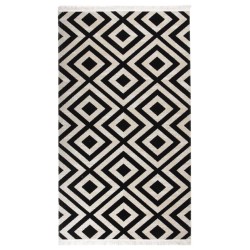 vidaXL Outdoor-Teppich Flachgewebe 115x170 cm Schwarz und Beige