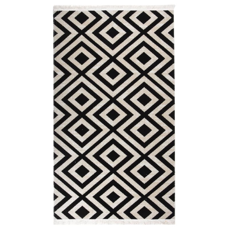 vidaXL Outdoor-Teppich Flachgewebe 115x170 cm Schwarz und Beige vidaXL Outdoor-Teppich Flachgewebe 115x170 cm Schwarz und Beige