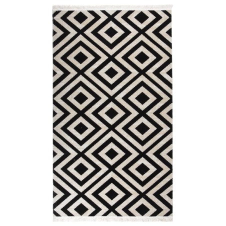 vidaXL Outdoor-Teppich Flachgewebe 115x170 cm Schwarz und Beige
