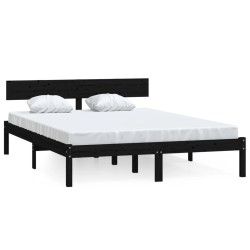 vidaXL Massivholzbett Schwarz Kiefer 150x200 cm