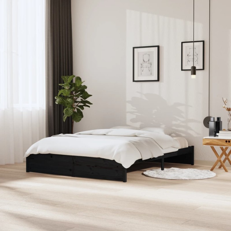 vidaXL Massivholzbett Schwarz 160x200 cm vidaXL Massivholzbett Schwarz 160x200 cm