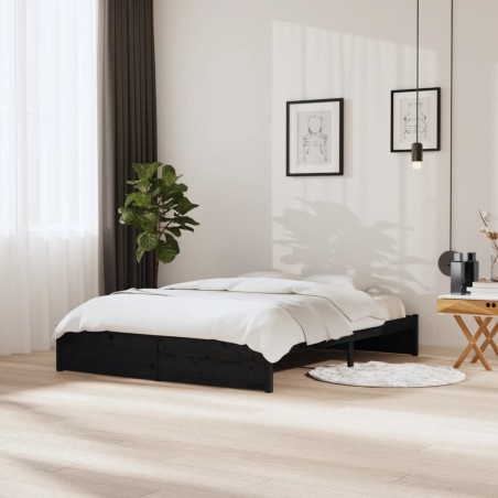 vidaXL Massivholzbett Schwarz 160x200 cm