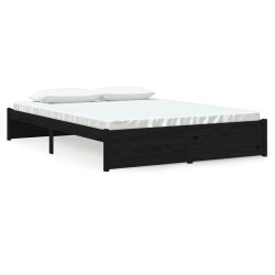 vidaXL Massivholzbett Schwarz 160x200 cm