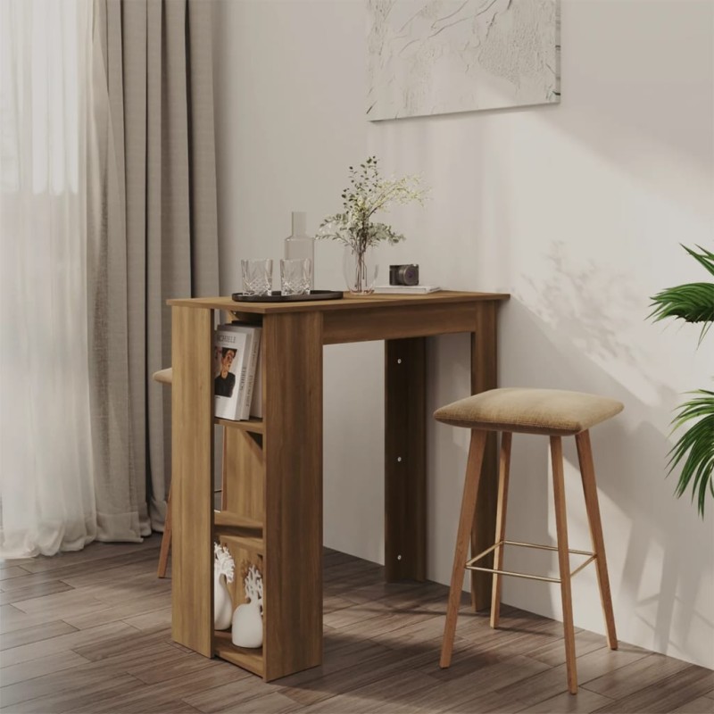 vidaXL Bartisch mit Regal Braun Eiche 102x50x103,5 cm Holzwerkstoff vidaXL Bartisch mit Regal Braun Eiche 102x50x103,5 cm Holzwerkstoff