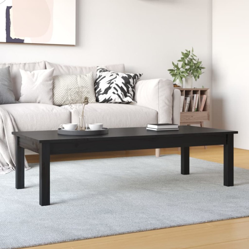 vidaXL Couchtisch Schwarz 110x50x30 cm Massivholz Kiefer vidaXL Couchtisch Schwarz 110x50x30 cm Massivholz Kiefer