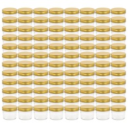 vidaXL Marmeladengläser mit goldenem Deckel 96 Stk. 110 ml