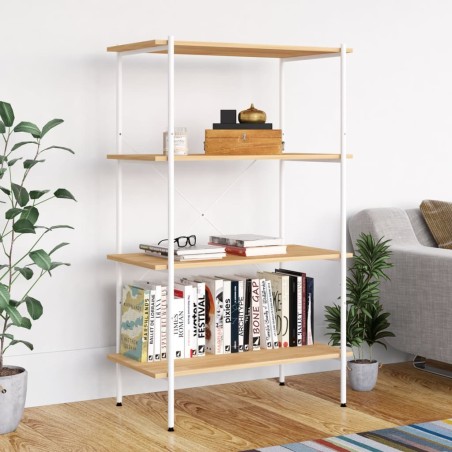 vidaXL Regal mit 4 Böden Weiß und Eiche-Optik 80x40x130 cm