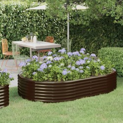 vidaXL Hochbeet Pulverbeschichteter Stahl 214x140x36 cm Braun