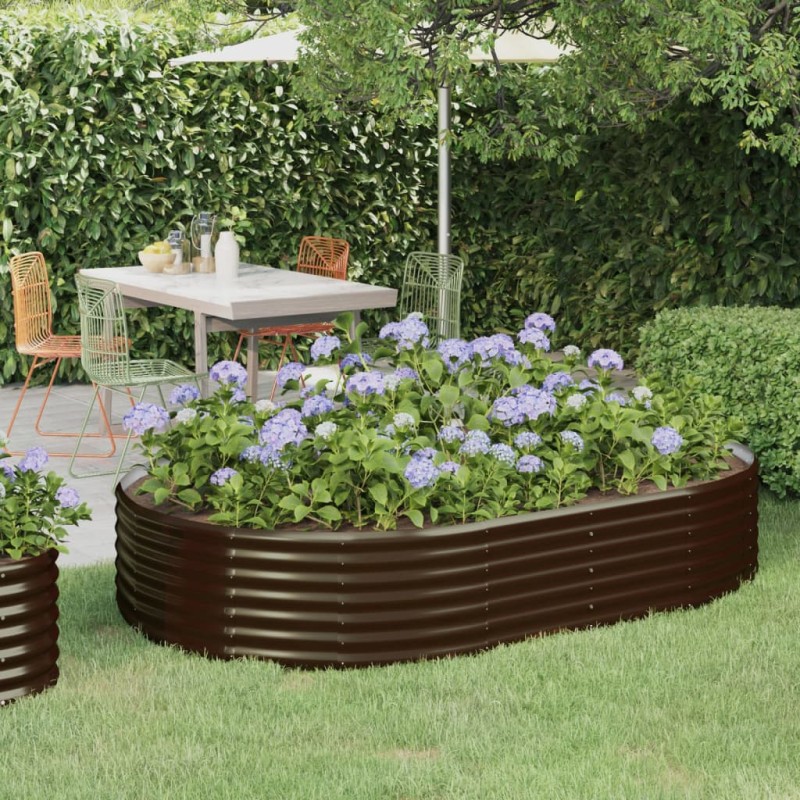 vidaXL Hochbeet Pulverbeschichteter Stahl 214x140x36 cm Braun vidaXL Hochbeet Pulverbeschichteter Stahl 214x140x36 cm Braun