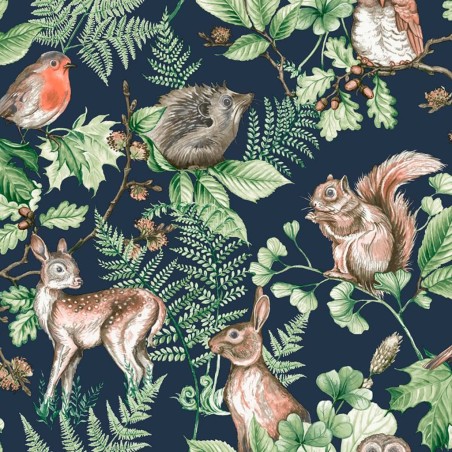 Kids at Home Tapete Woodland Animals Blau