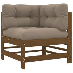 vidaXL Ecksofa mit Kissen Honigbraun Massivholz Kiefer