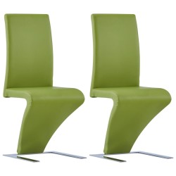 vidaXL Esszimmerstühle in Zick-Zack-Form 2 Stk. Grün Kunstleder 