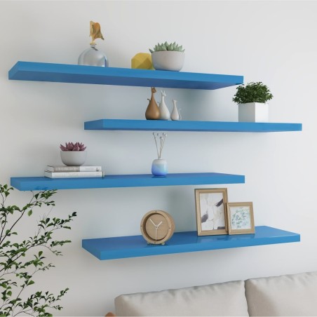 vidaXL Schweberegale 4 Stk. Blau 90x23,5x3,8 cm MDF