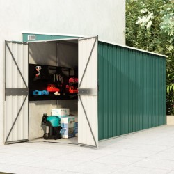 vidaXL Wand-Geräteschuppen Grün 118x382x178 cm Verzinkter Stahl