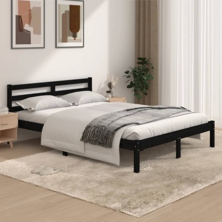 vidaXL Massivholzbett Kiefer 135x190 cm Schwarz