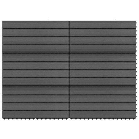vidaXL Terrassenfliesen 6 Stk. WPC 60x30 cm 1,08 m² Schwarz