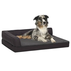 vidaXL Hundematratze Ergonomisch 60x42 cm Leinenoptik Fleece Schwarz